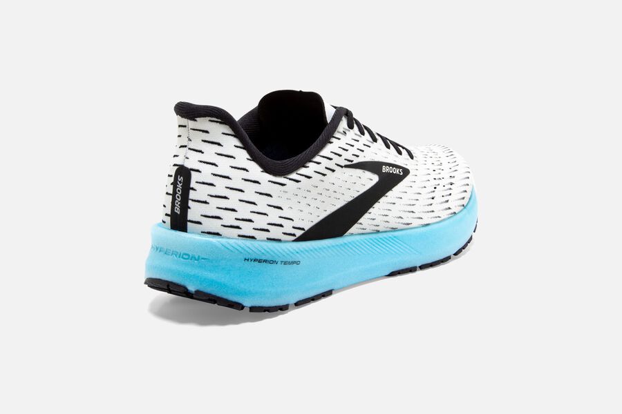 Brooks Israel Hyperion Tempo Road Running Shoes Womens - White/Black/Turquoise - URK-316758